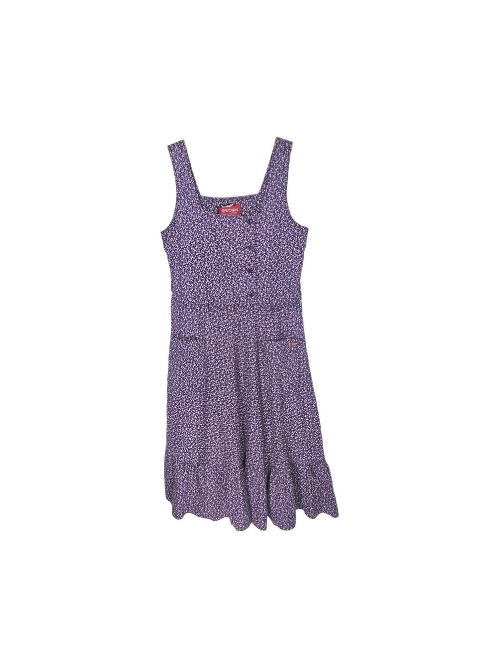 Vintage 1980s Pinafore Dress Cotton Calico Cottagecore Sasson Small 4/5 Gunne